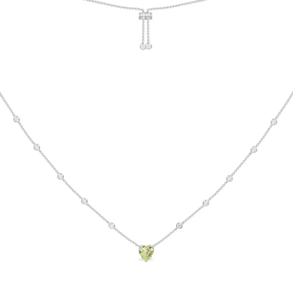 APM Monaco Collier Ajustable Coeur Vert - Argent^ Colliers