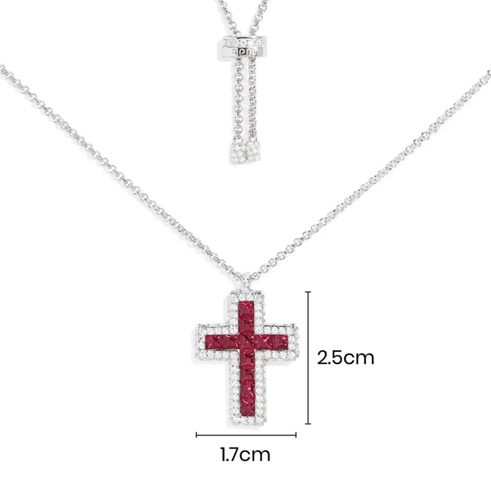 APM Monaco Collier Ajustable Croix Pave Fuchsia^ Colliers