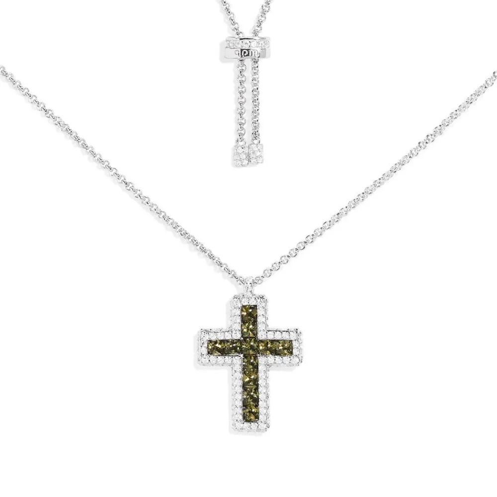 APM Monaco Collier Ajustable Croix Pave Kaki^ Colliers