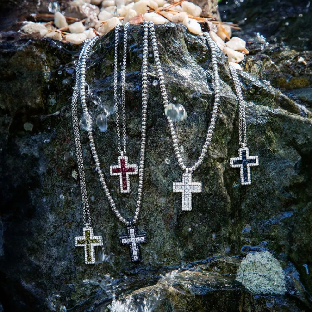 APM Monaco Collier Ajustable Croix Pave Kaki^ Colliers