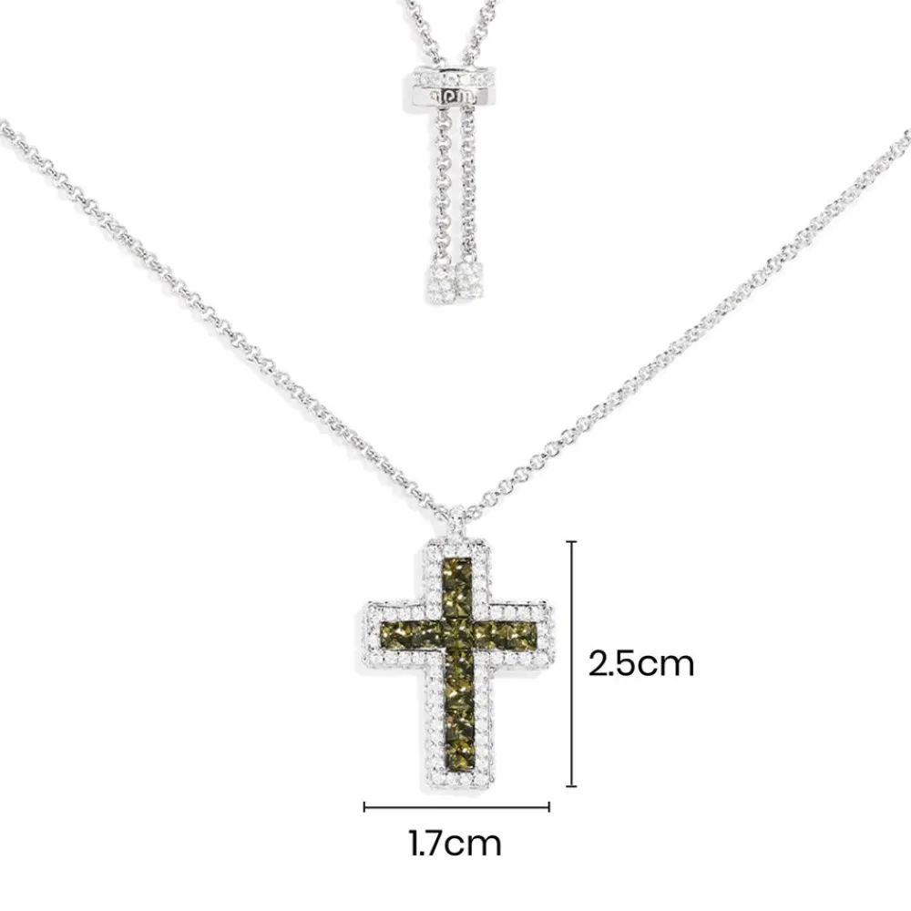 APM Monaco Collier Ajustable Croix Pave Kaki^ Colliers