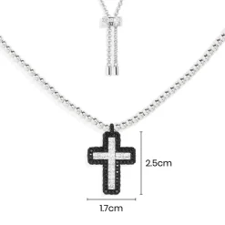 APM Monaco Collier Ajustable Croix Pave Noir^ Colliers