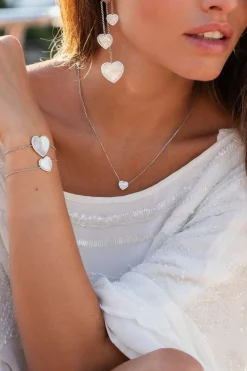 APM Monaco Collier Ajustable Mini Coeur En Nacre - Argent^ Colliers