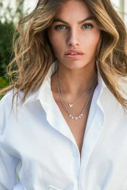 APM Monaco Collier Ajustable Papillon Double Chaine - Argent^ Colliers