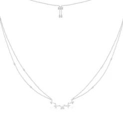 APM Monaco Collier Ajustable Papillon Double Chaine - Argent^ Colliers