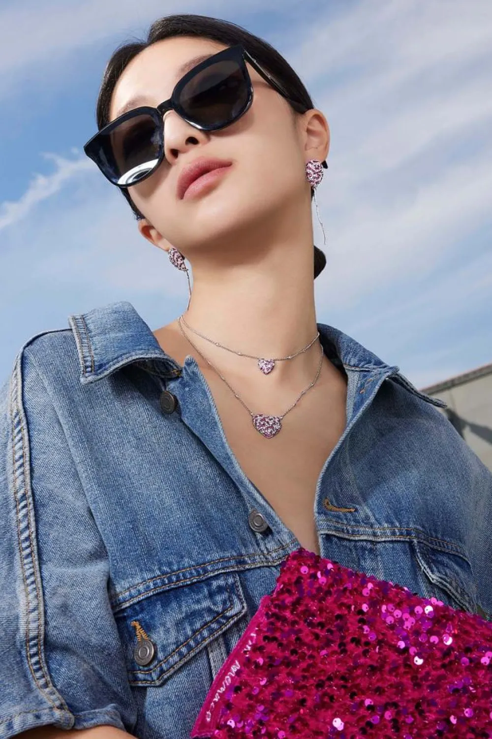 APM Monaco Collier Ajustable Petit Coeur Fuchsia^ Colliers