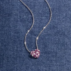 APM Monaco Collier Ajustable Petit Coeur Fuchsia^ Colliers