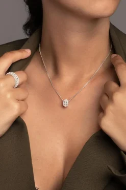 APM Monaco Collier Ajustable Serti Sur 2 Lignes Avec Perles - Argent^ Colliers