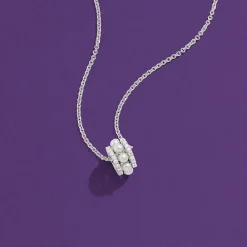 APM Monaco Collier Ajustable Serti Sur 2 Lignes Avec Perles - Argent^ Colliers