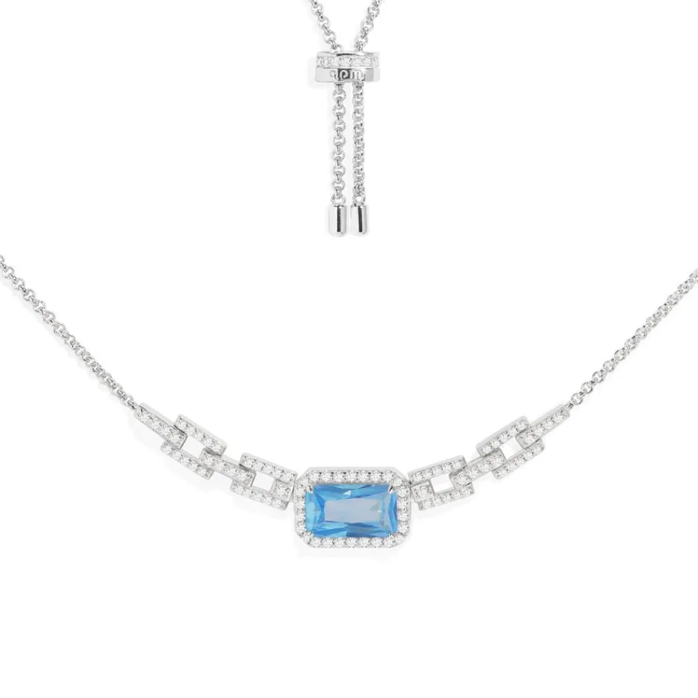 APM Monaco Collier Chaine Ajustable Pave Bleu Lagon^ Colliers