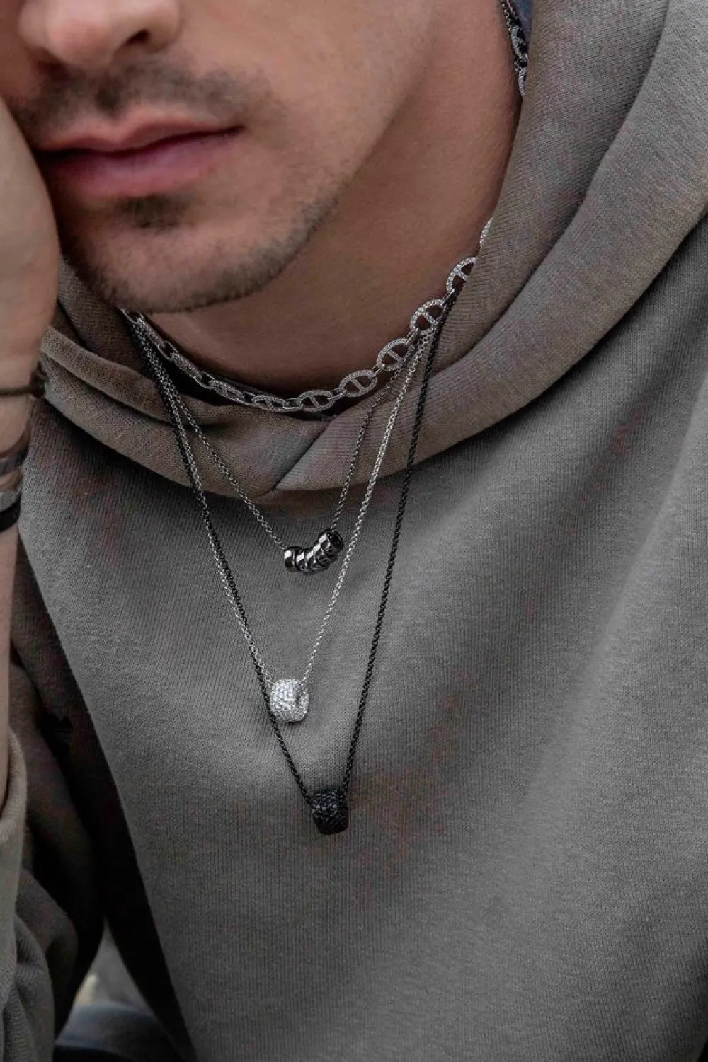 APM Monaco Collier Chaine Maille Marine - Argent^ Colliers