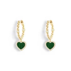 APM Monaco Creoles Avec Coeur Malachite^ Boucles D'Oreilles