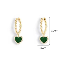 APM Monaco Creoles Avec Coeur Malachite^ Boucles D'Oreilles