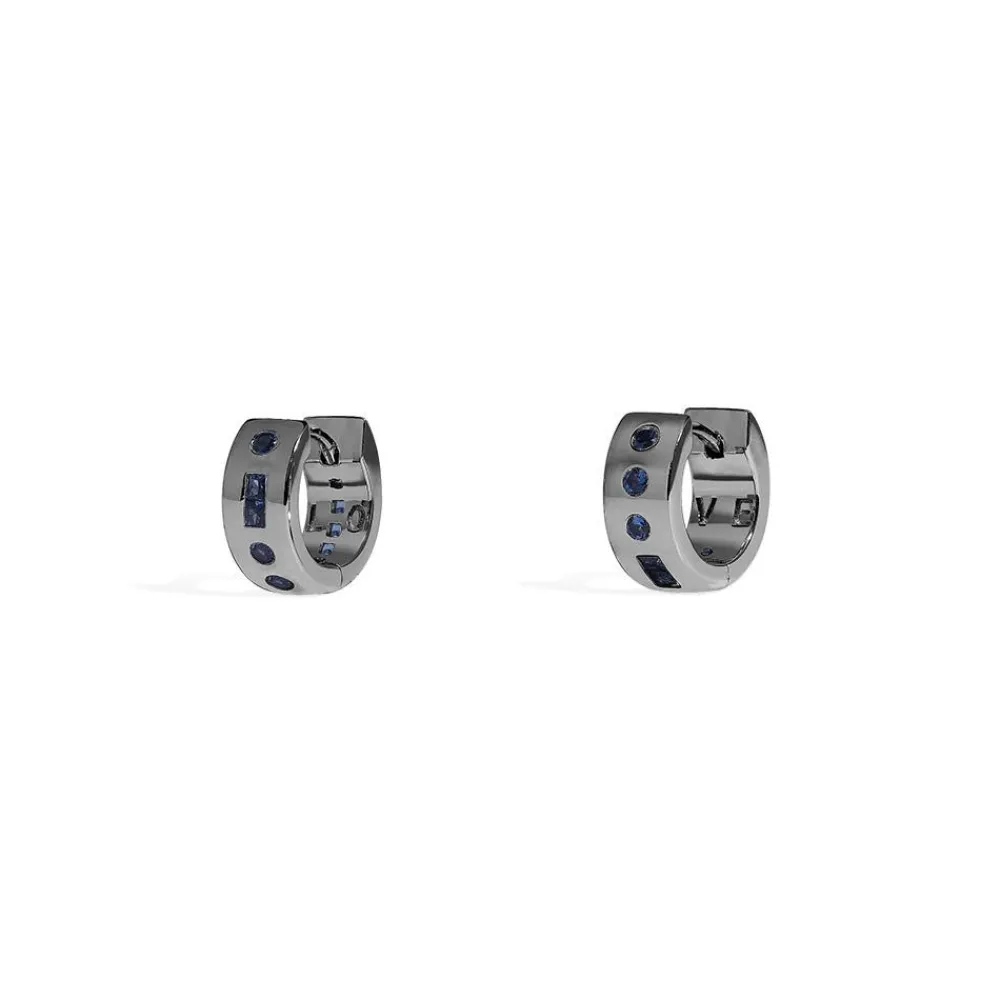 APM Monaco Creoles Code Morse Love Bleues^ Boucles D'Oreilles