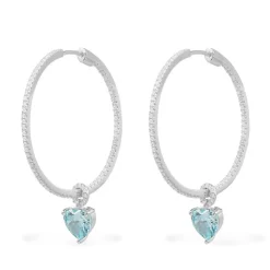 APM Monaco Creoles Coeur Bleu - Argent^ Boucles D'Oreilles