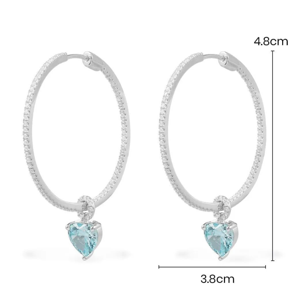 APM Monaco Creoles Coeur Bleu - Argent^ Boucles D'Oreilles