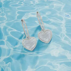 APM Monaco Creoles Coeur En Nacre - Argent^ Boucles D'Oreilles