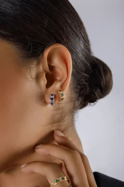 APM Monaco Creoles Coeur Vert Et Blanc^ Boucles D'Oreilles