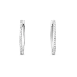 APM Monaco Creoles Fines Pavees - Argent^ Boucles D'Oreilles