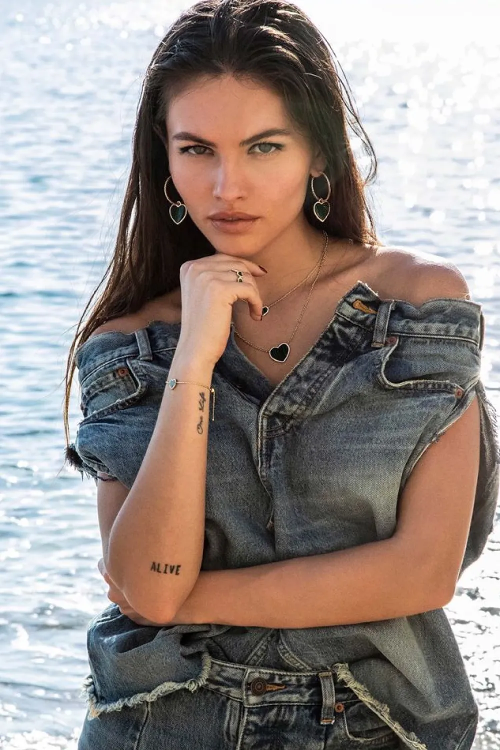 APM Monaco Creoles Pave Avec Coeur Malachite^ Boucles D'Oreilles