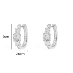 APM Monaco Creoles Pave Carre^ Boucles D'Oreilles