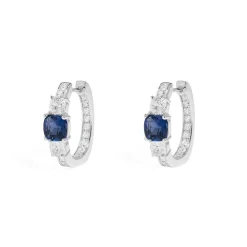 APM Monaco Creoles Pave Carre Bleu^ Boucles D'Oreilles