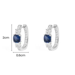 APM Monaco Creoles Pave Carre Bleu^ Boucles D'Oreilles