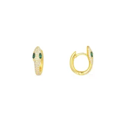 APM Monaco Creoles Serpent Avec Pierres Vertes^ Boucles D'Oreilles