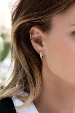APM Monaco Creoles Serpent Avec Pierres Vertes^ Boucles D'Oreilles