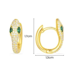APM Monaco Creoles Serpent Avec Pierres Vertes^ Boucles D'Oreilles