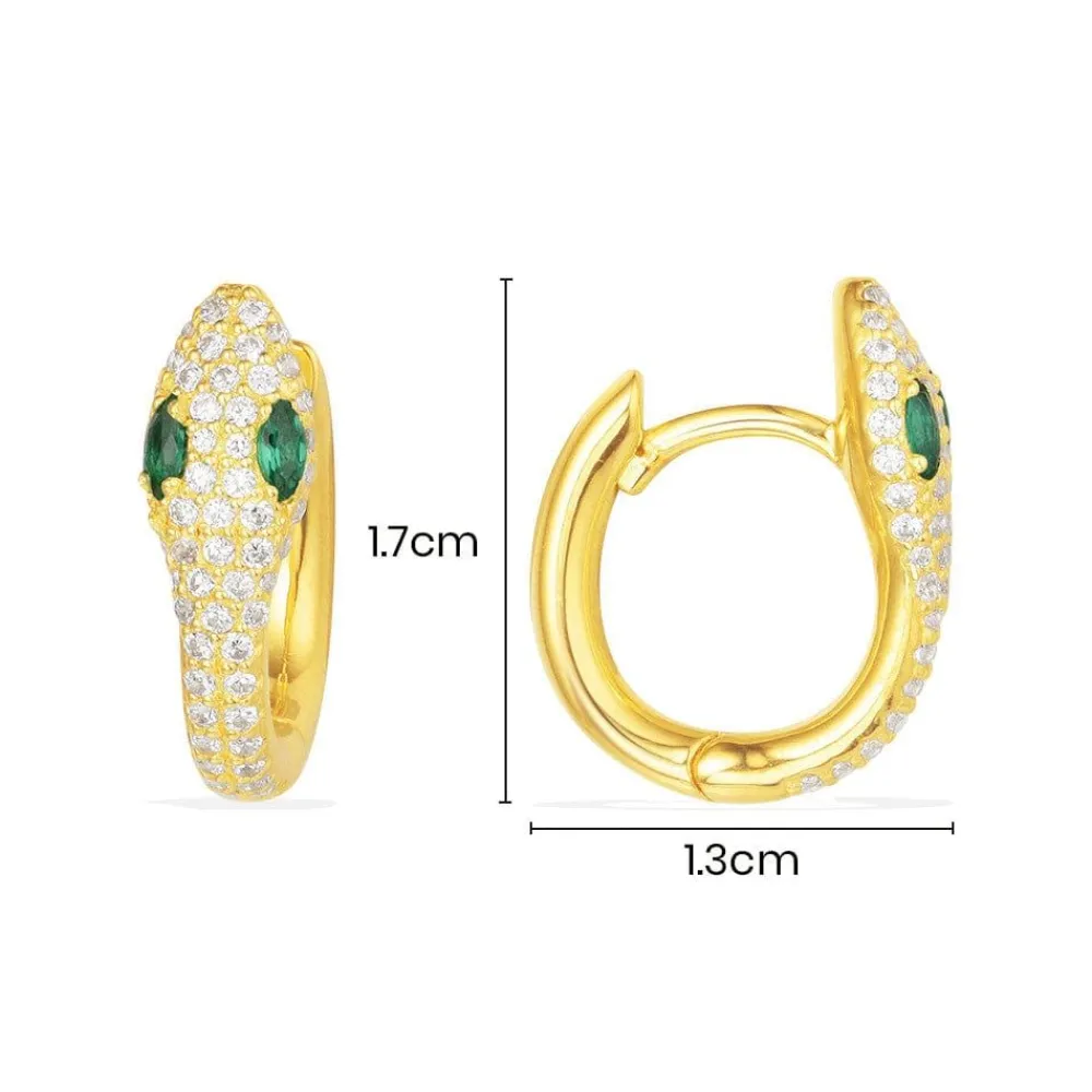 APM Monaco Creoles Serpent Avec Pierres Vertes^ Boucles D'Oreilles