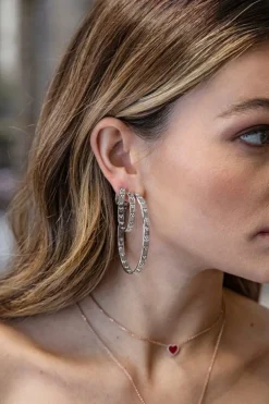APM Monaco Grandes Creoles Coeur Rouge^ Boucles D'Oreilles