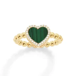 APM Monaco Malachite Heart Ring With Beads^ Bagues