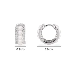 APM Monaco Petites Boucles D'Oreilles En Anneaux Sertis Sur 2 Lignes Avec Perles - Argent^ Boucles D'Oreilles