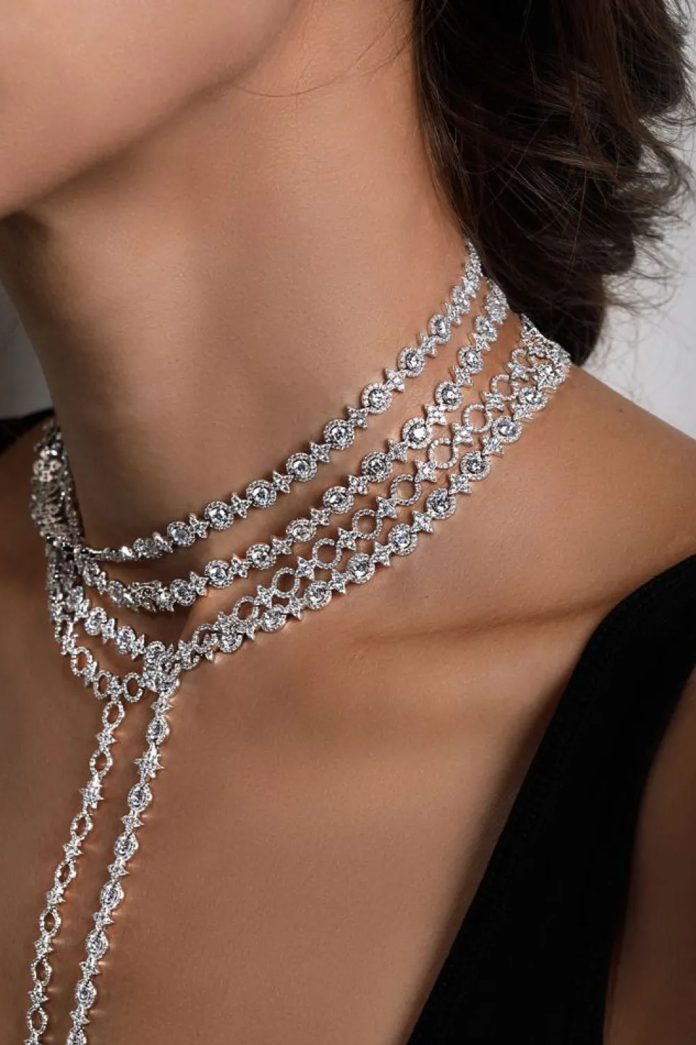 APM Monaco Ras-De-Cou Meteorites Et Cercles Long - Argent^ Colliers
